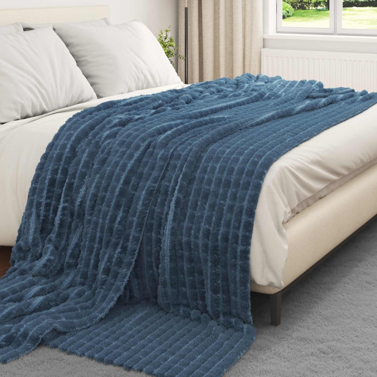 vidaXL Ριχτάρια 6 τμχ. Σκούρο μπλε 270 x 240 cm 9.6 kg Μαλλί