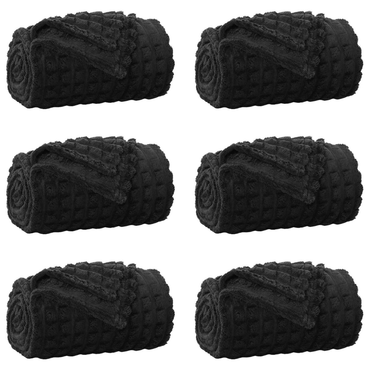 vidaXL Ριχτάρια 6 τμχ. Μαύρο 150 x 130 εκ 2.75 kg Μαλλί