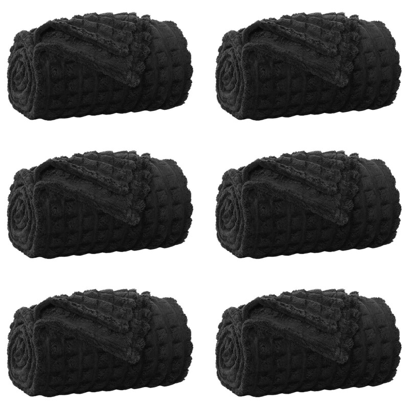 vidaXL Ριχτάρια 6 τμχ. Μαύρο 150 x 130 εκ 2.75 kg Μαλλί