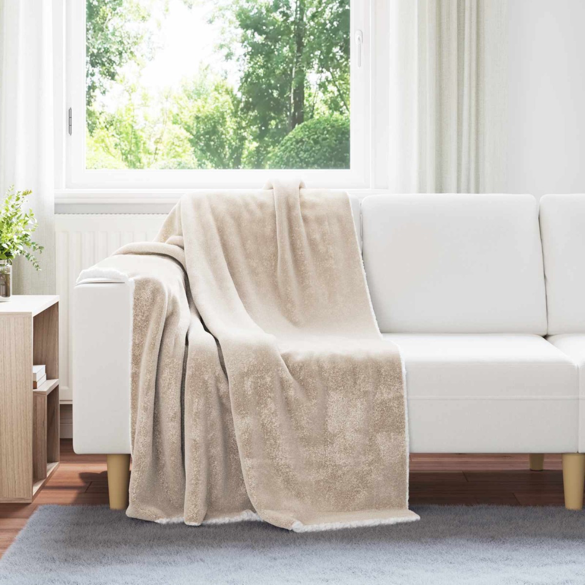 vidaXL Ριχτάρι Μπεζ 130 x 150 cm 1 kg Μαλλί