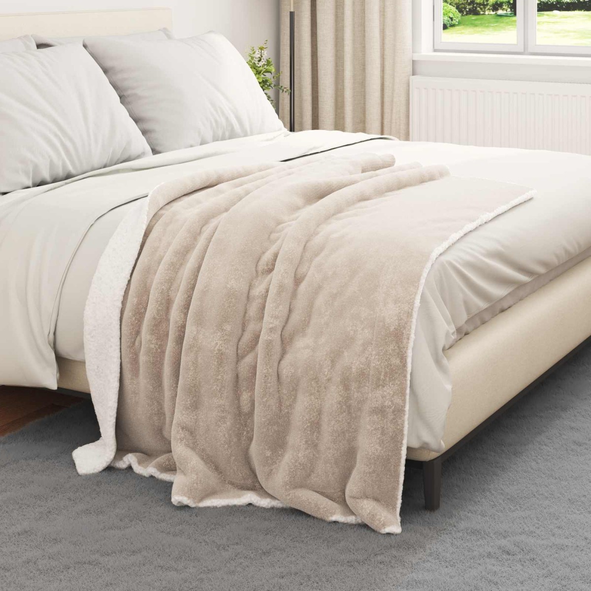 vidaXL Ριχτάρι Μπεζ 130 x 150 cm 1 kg Μαλλί