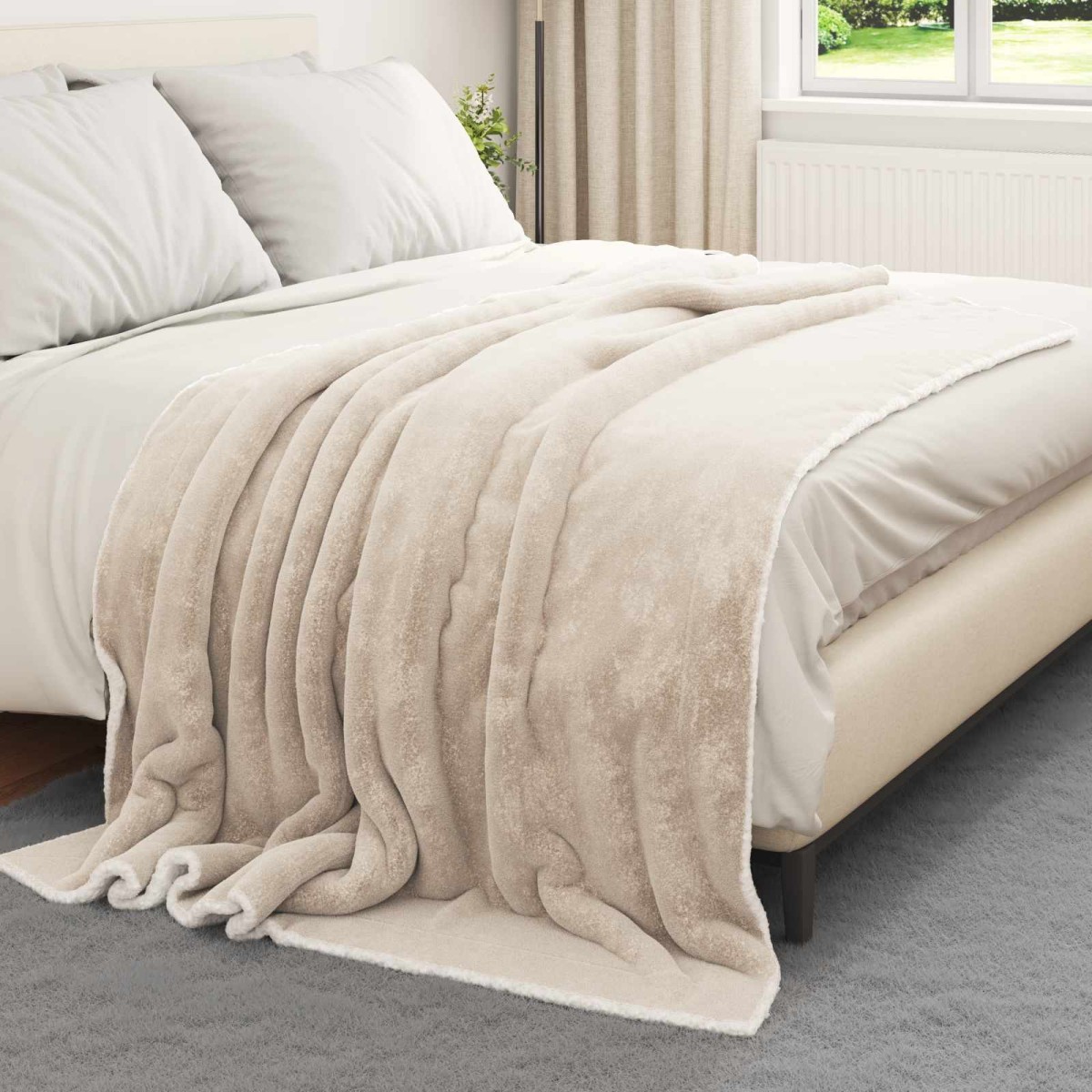 vidaXL Ριχτάρι Μπεζ 150 x 200 cm 1.64 kg Μαλλί