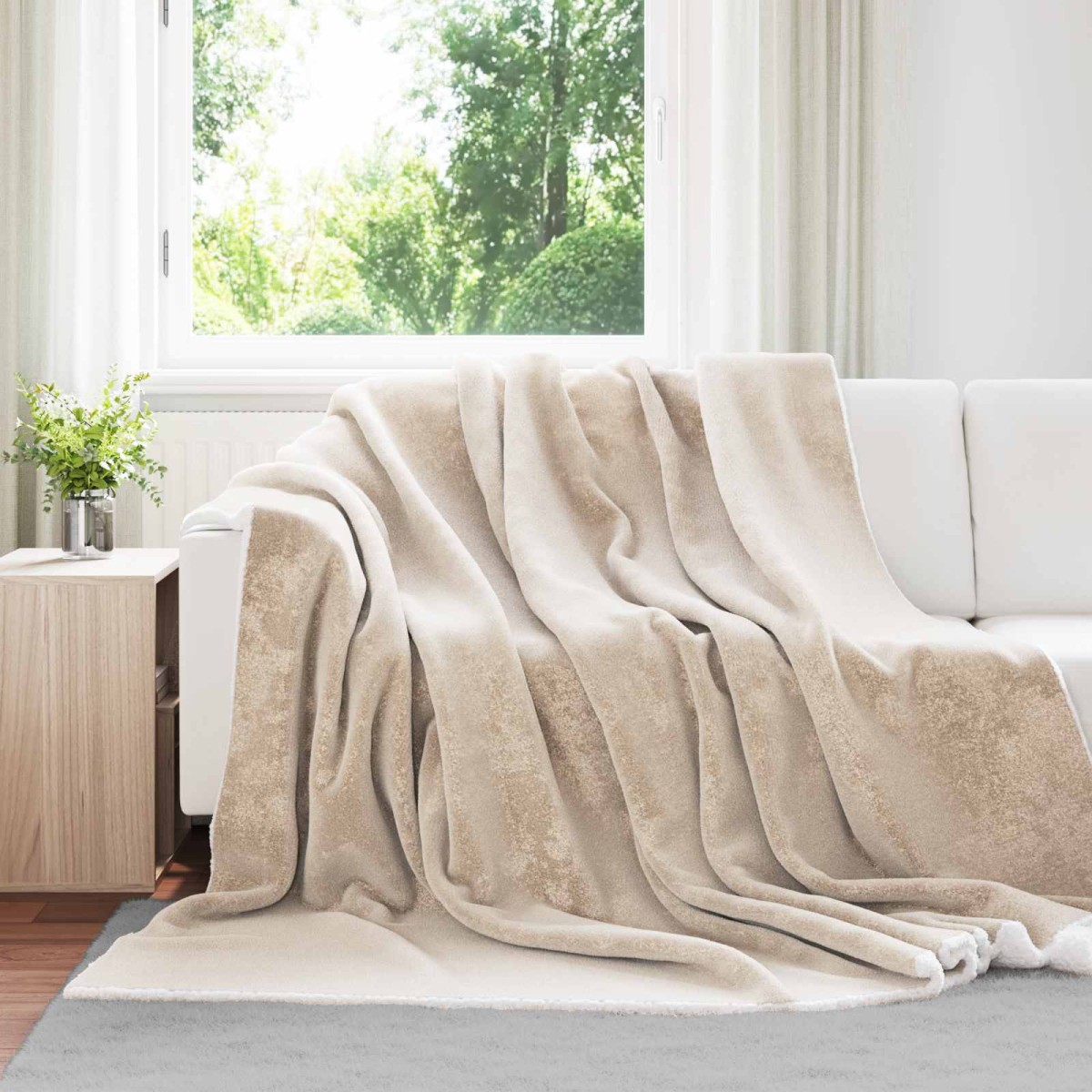 vidaXL Ριχτάρι Μπεζ 220 x 240 cm 2.67 kg Μαλλί