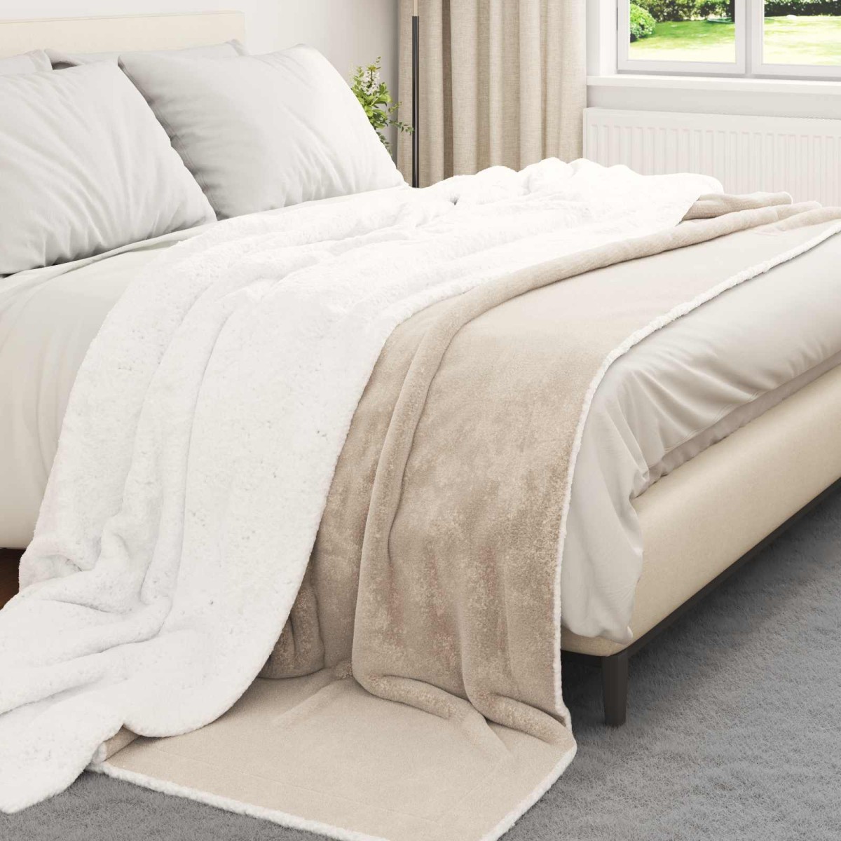 vidaXL Ριχτάρι Μπεζ 220 x 240 cm 2.67 kg Μαλλί