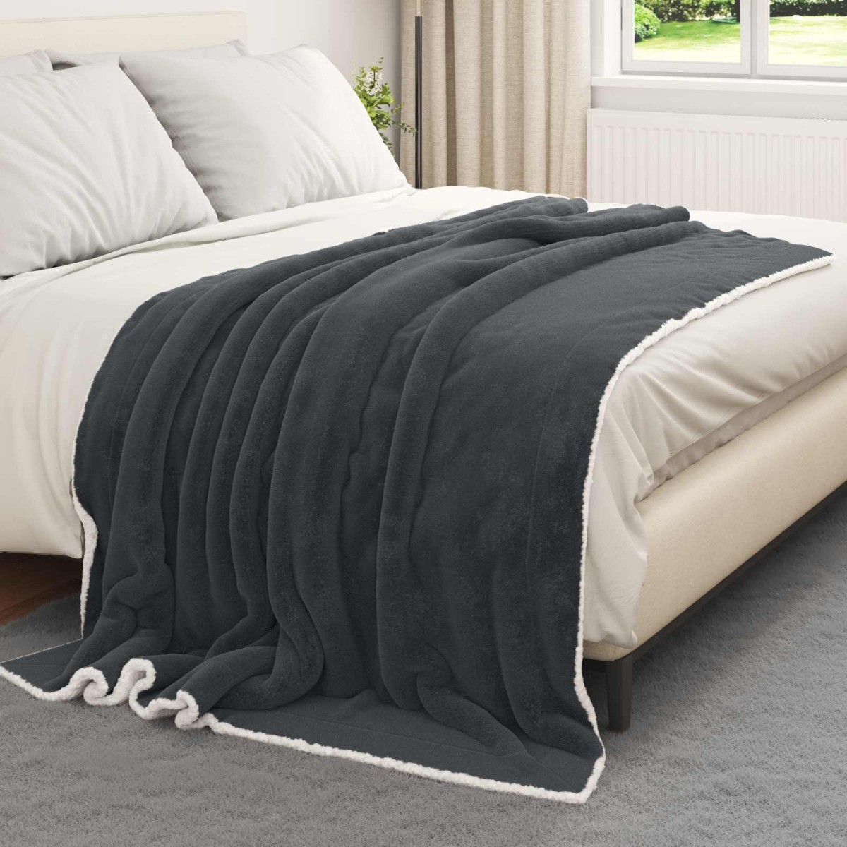 vidaXL Ριχτάρι Σκούρο Γκρι 150 x 200 cm 1.64 kg Μαλλί
