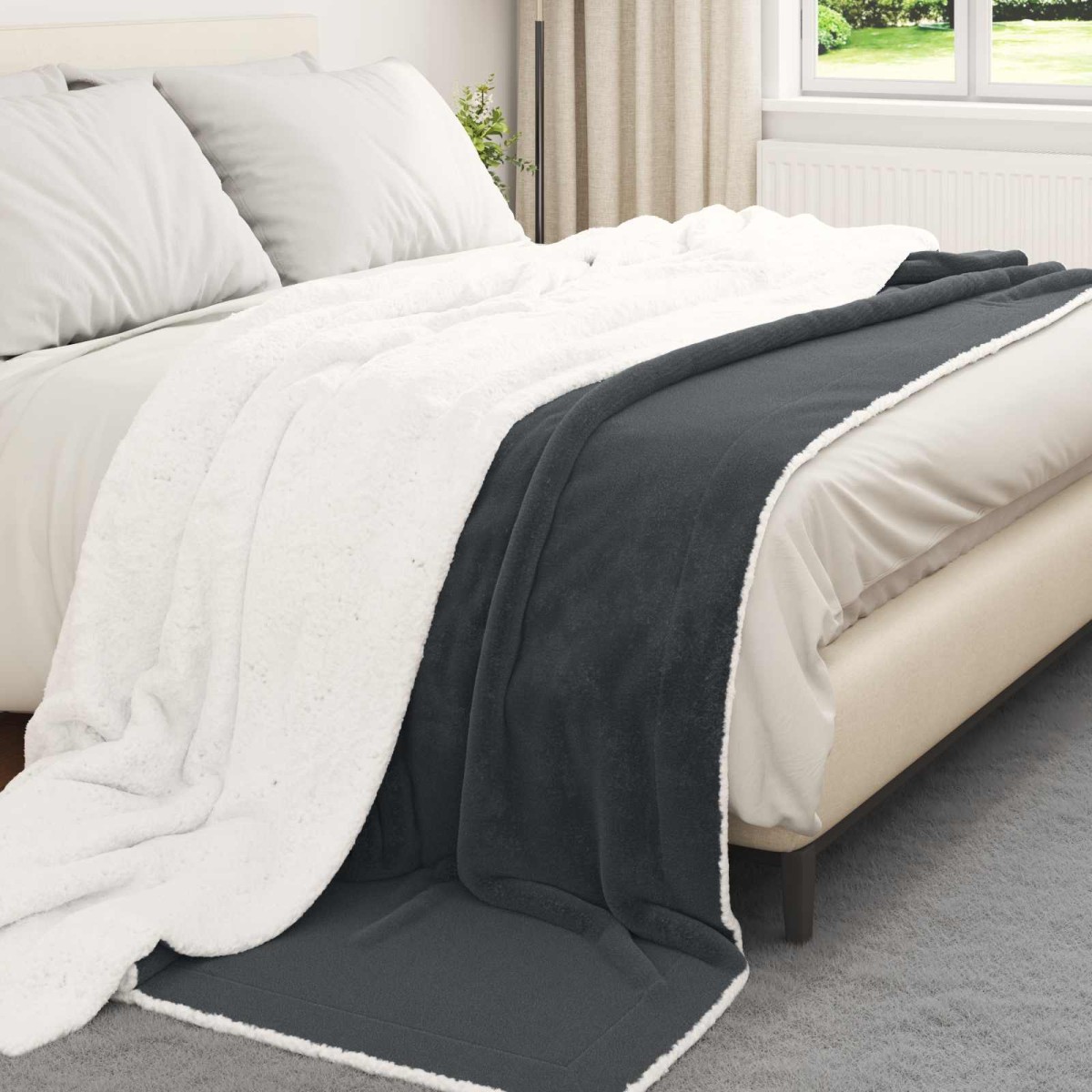 vidaXL Ριχτάρι Σκούρο Γκρι 240 x 270 εκ. 3.17 kg Μαλλί