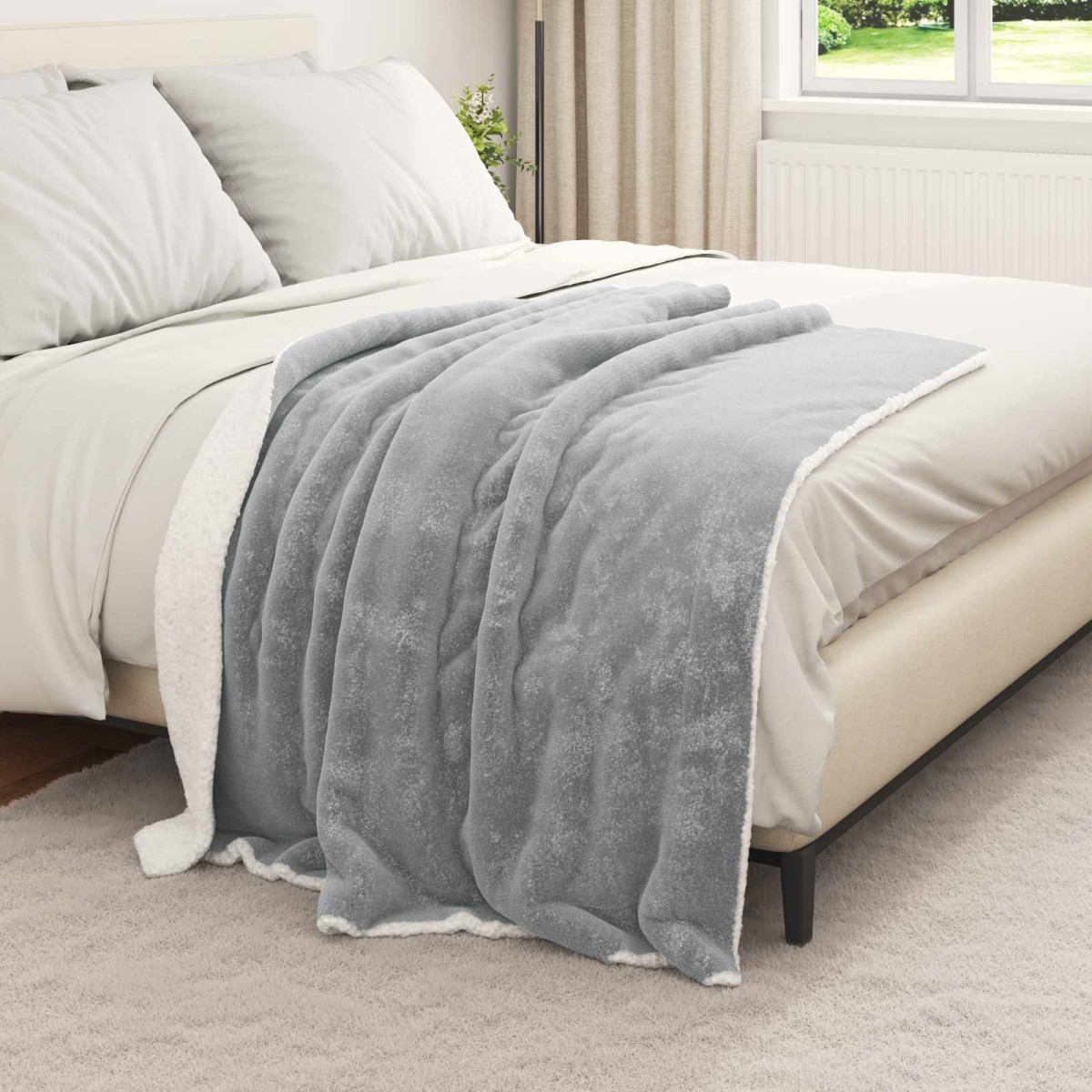 vidaXL Ριχτάρι Γκρι 130 x 150 cm 1 kg Μαλλί