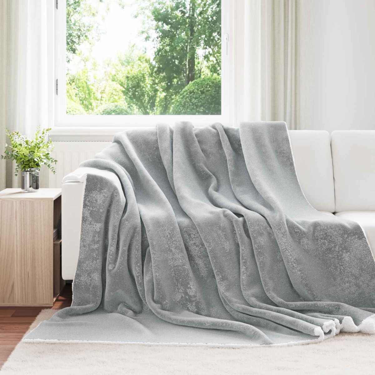 vidaXL Ριχτάρι Γκρι 240 x 270 εκ. 3.17 kg Μαλλί