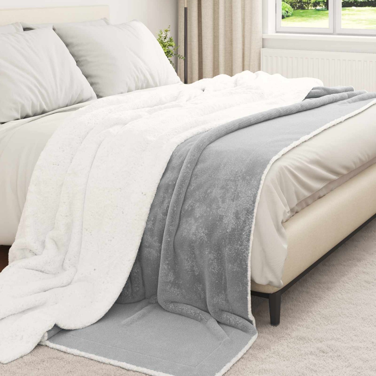 vidaXL Ριχτάρι Γκρι 240 x 270 εκ. 3.17 kg Μαλλί