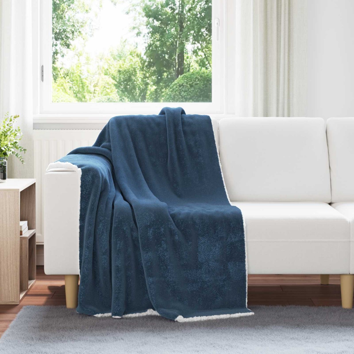 vidaXL Ριχτάρι Σκούρο μπλε 130 x 150 cm 1 kg Μαλλί
