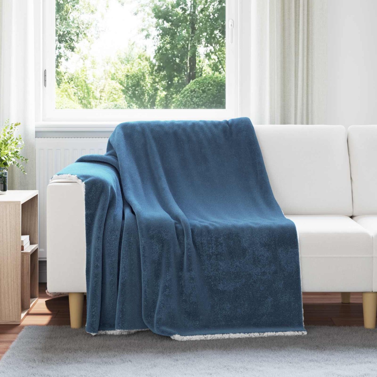 vidaXL Ριχτάρι Σκούρο μπλε 150 x 200 cm 1.64 kg Μαλλί