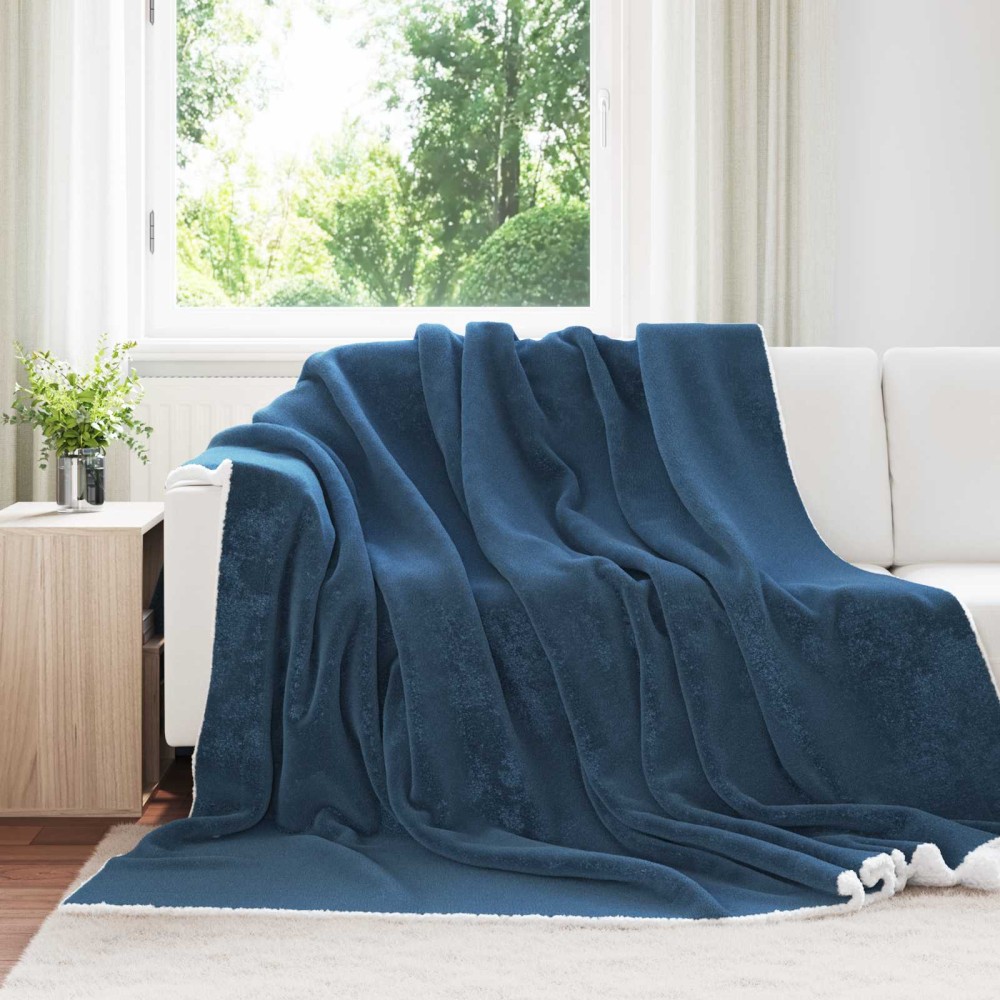 vidaXL Ριχτάρι Σκούρο μπλε 220 x 240 cm 2.67 kg Μαλλί