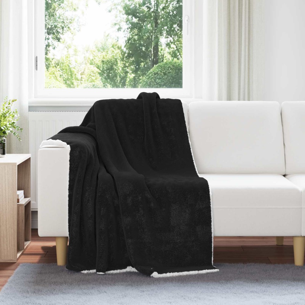 vidaXL Ριχτάρι Μαύρο 130 x 150 cm 1 kg Μαλλί