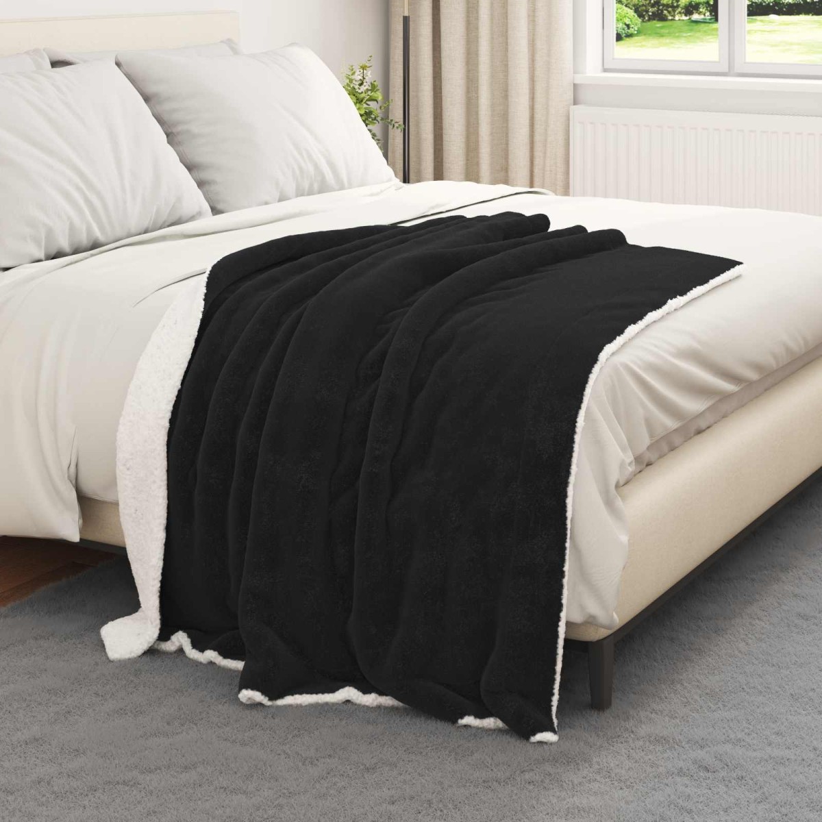 vidaXL Ριχτάρι Μαύρο 130 x 150 cm 1 kg Μαλλί