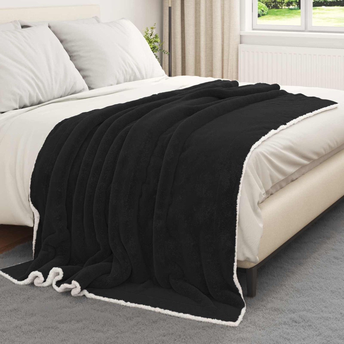 vidaXL Ριχτάρι Μαύρο 150 x 200 cm 1.64 kg Μαλλί