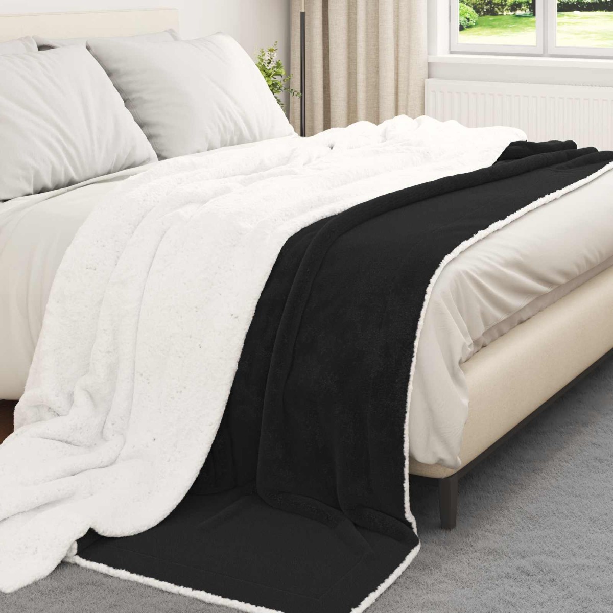 vidaXL Ριχτάρι Μαύρο 240 x 270 εκ. 3.17 kg Μαλλί