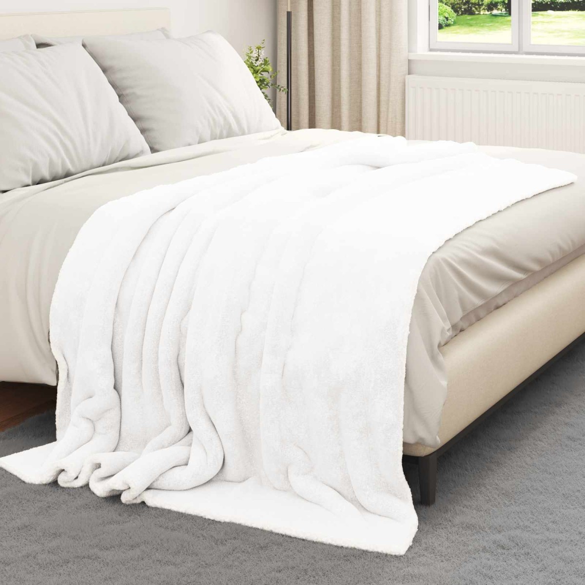 vidaXL Ριχτάρι Λευκό 150 x 200 cm 1.64 kg Μαλλί