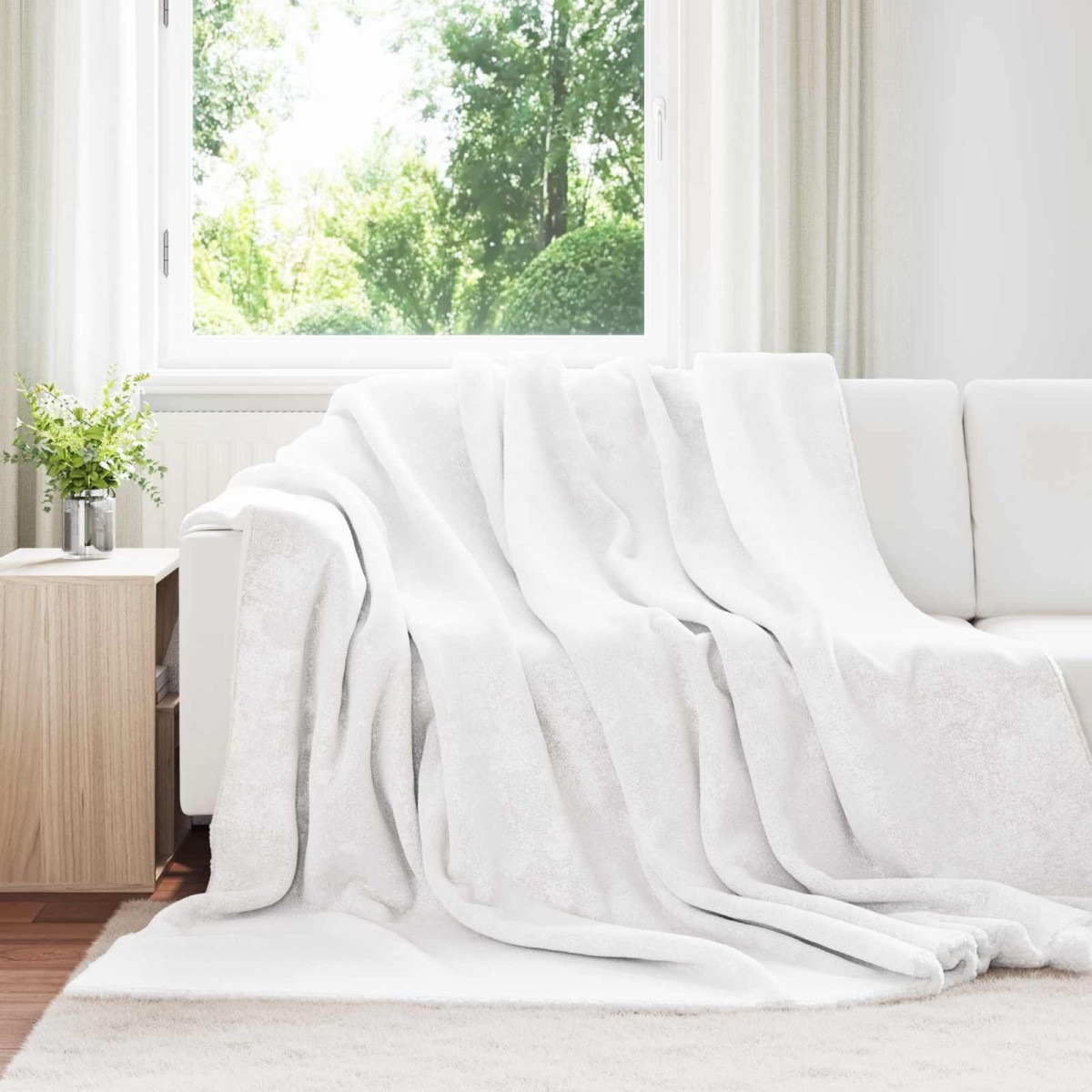 vidaXL Ριχτάρι Λευκό 220 x 240 cm 2.67 kg Μαλλί