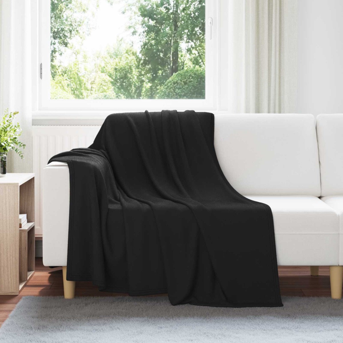 vidaXL Ριχτάρι Μαύρο 200 x 150 cm 0.42 kg Μαλλί