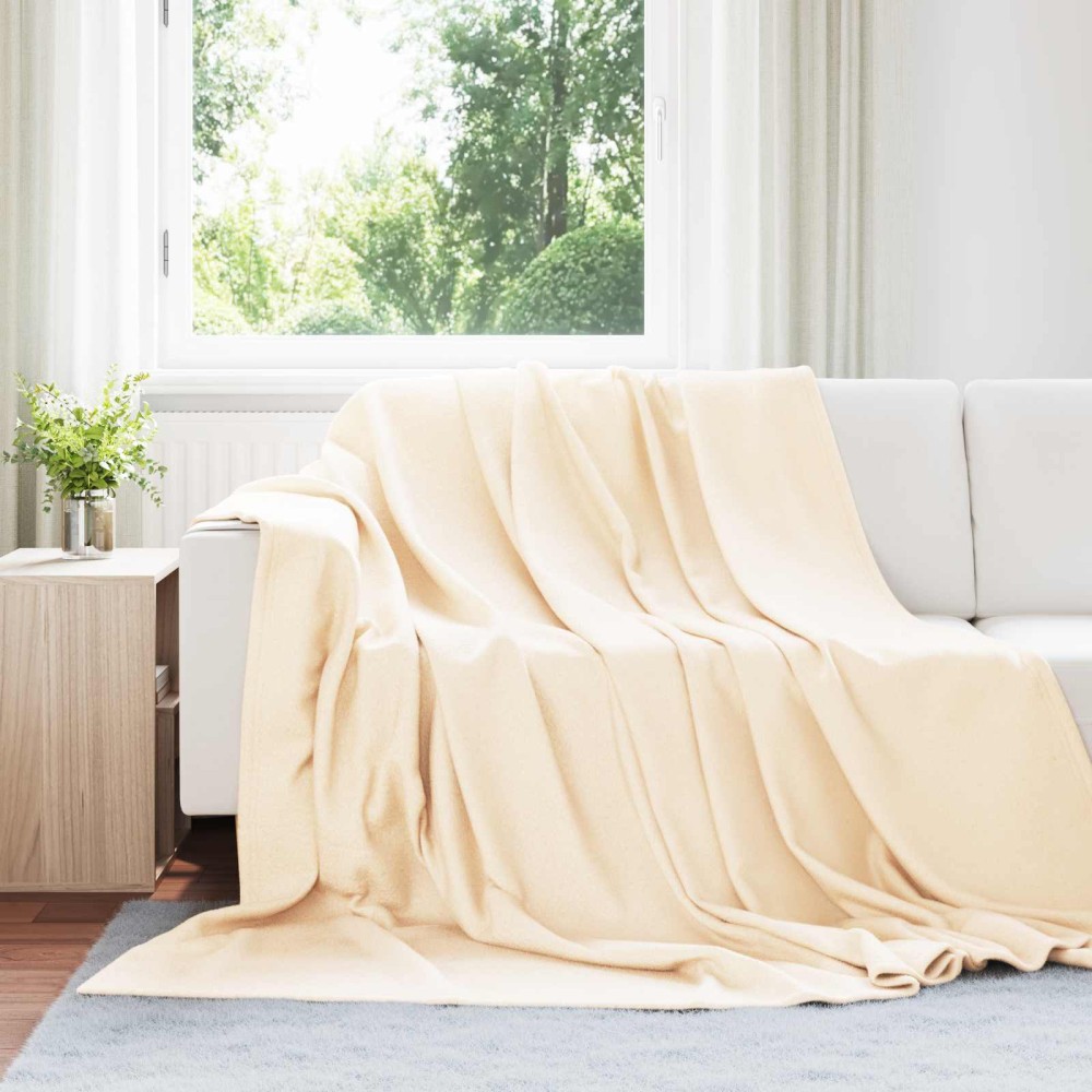 vidaXL Ριχτάρι Κρεμ 240 x 220 cm 0.74 kg Μαλλί