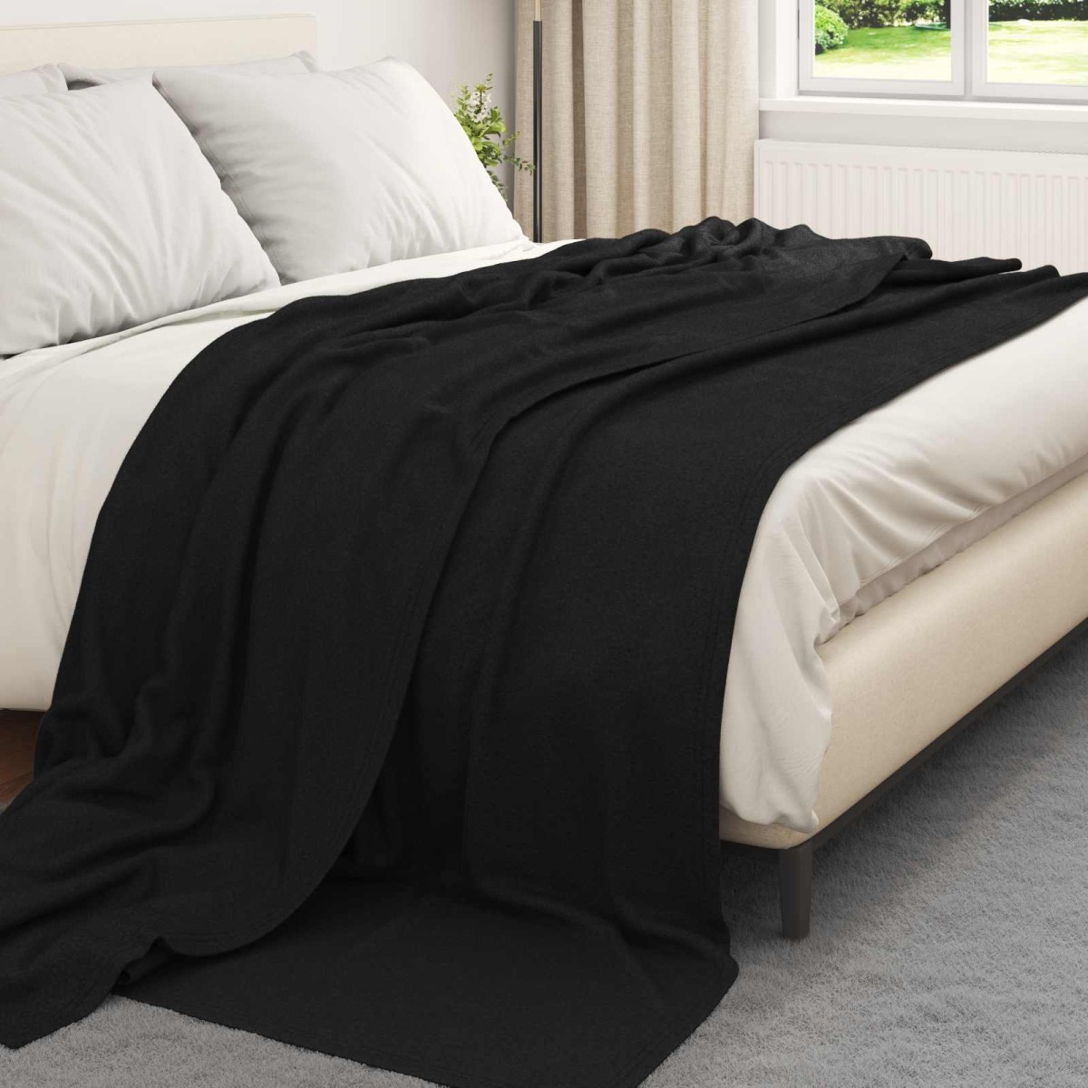 vidaXL Ριχτάρια 6 τμχ. Μαύρο 240 x 220 cm 4.28 kg Μαλλί