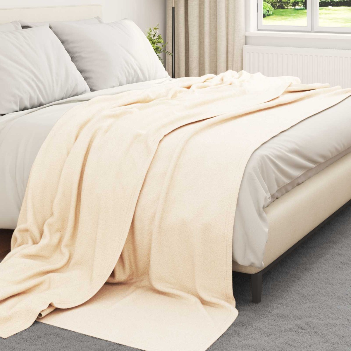 vidaXL Ριχτάρια 24 τμχ. Κρεμ 240 x 220 cm 17.63 kg Μαλλί