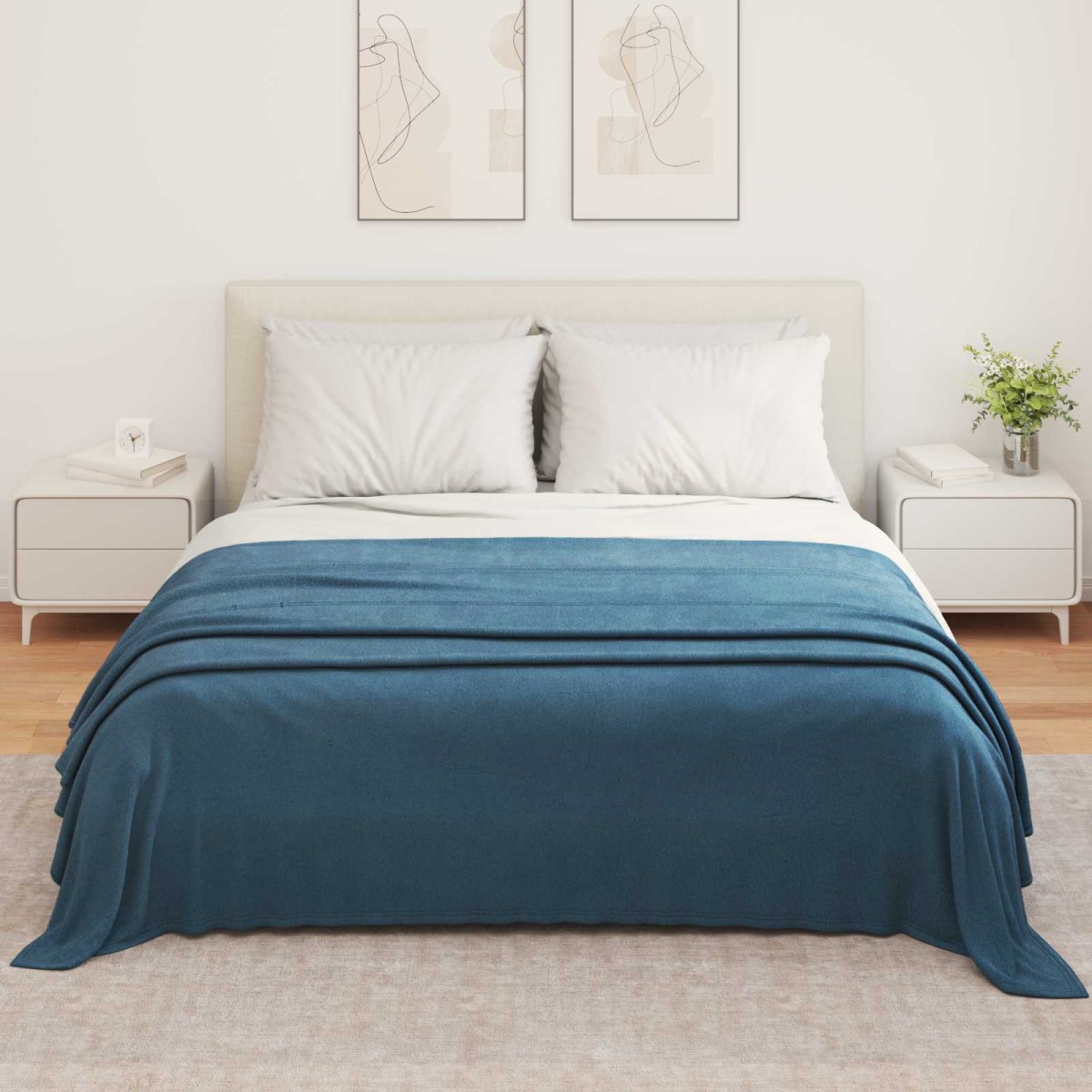 vidaXL Ριχτάρι Σκούρο μπλε 350 x 270 εκ. 1.3 kg Μαλλί