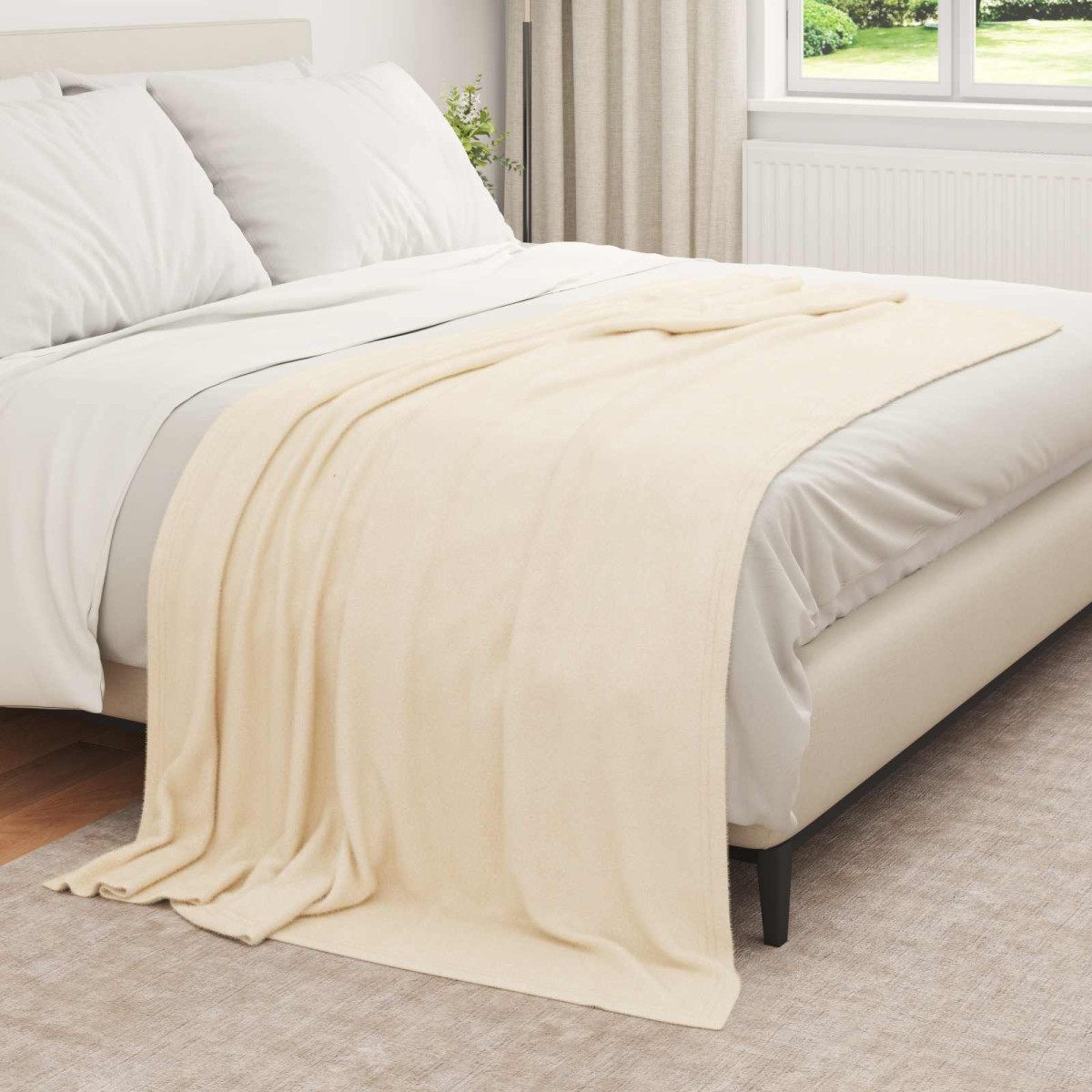 vidaXL Ριχτάρια 6 τμχ. Κρεμ 210 x 140 εκ 2.48 kg Μαλλί