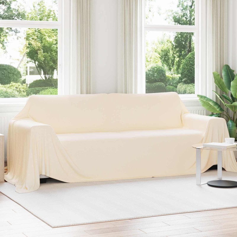 vidaXL Ριχτάρια 6 τμχ. Κρεμ 350 x 270 εκ. 8.09 kg Μαλλί