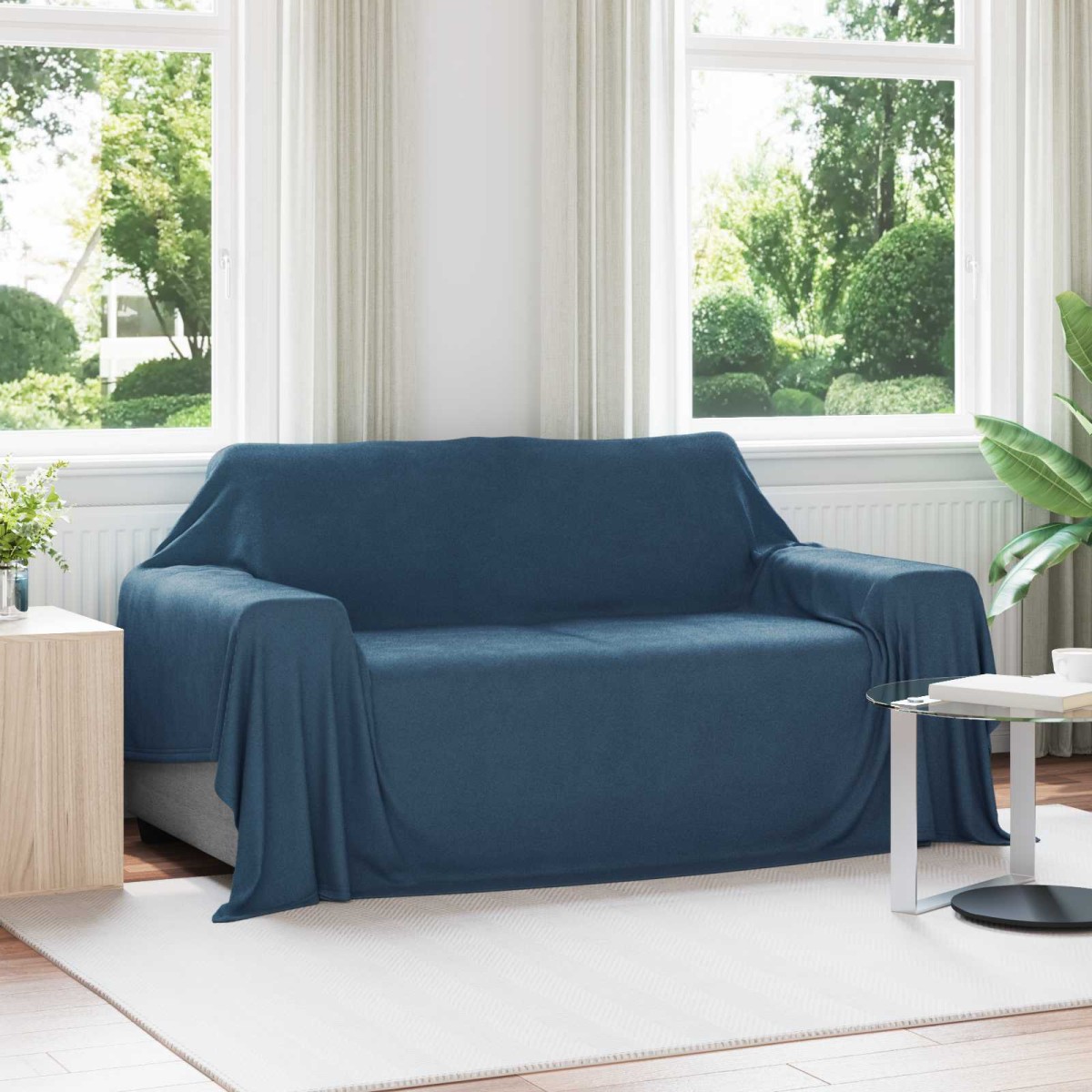vidaXL Ριχτάρια 6 τμχ. Σκούρο μπλε 280 x 210 εκ. 4.74 kg Μαλλί