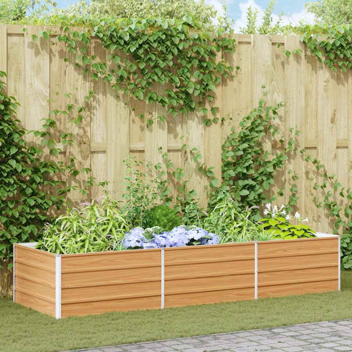 vidaXL Υπερυψωμένη Ζαρντινιέρα Ανοιχτό καφέ 240 x 80 x 45 cm