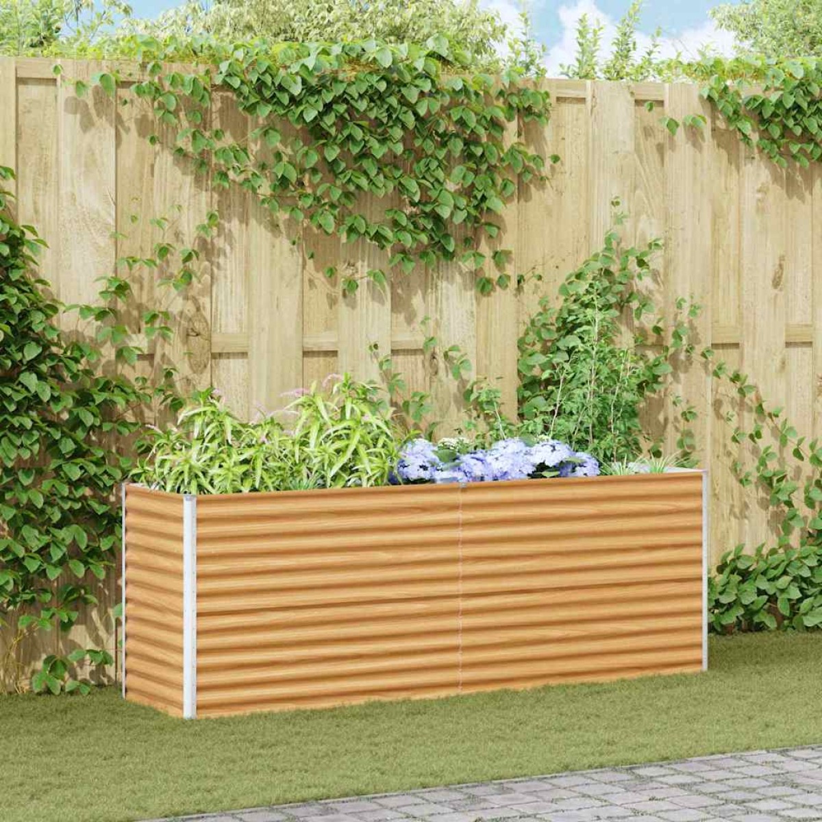 vidaXL Υπερυψωμένη Ζαρντινιέρα 195 x 50 x 68 εκ. Επικαλυμμένος Χάλυβας