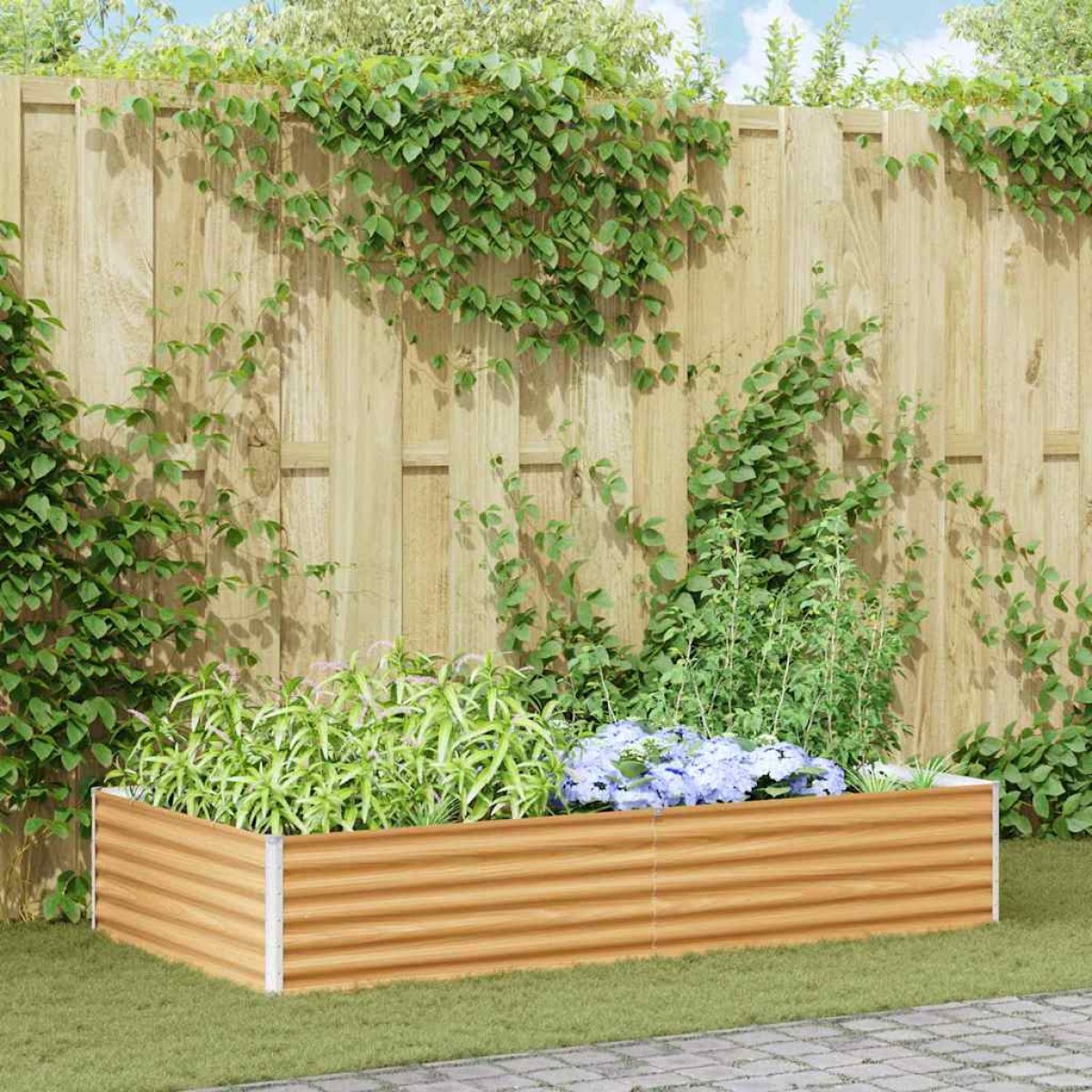 vidaXL Υπερυψωμένη Ζαρντινιέρα 195 x 100 x 36 εκ Επικαλυμμένος Χάλυβας
