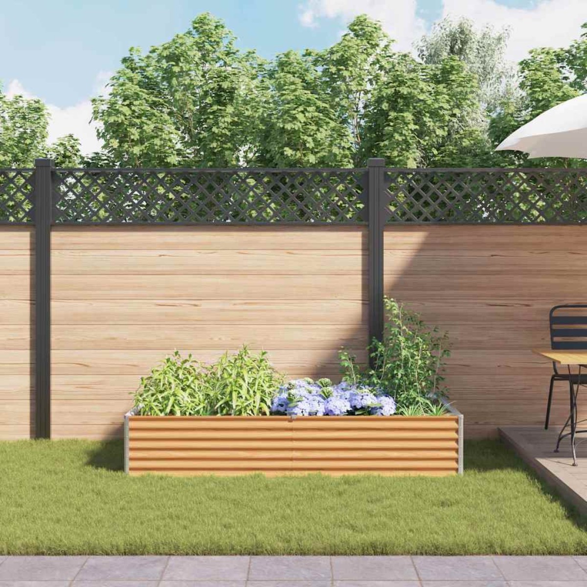 vidaXL Υπερυψωμένη Ζαρντινιέρα 195 x 100 x 36 εκ Επικαλυμμένος Χάλυβας
