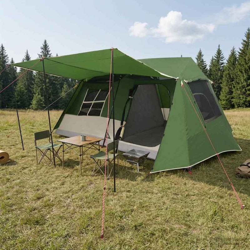 vidaXL Σκηνή τούνελ Πράσινο 400 x 278 x 182 εκ
