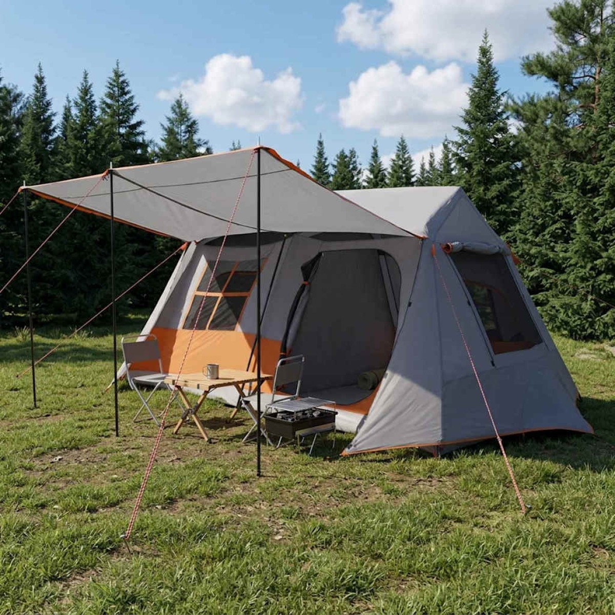 vidaXL Σκηνή τούνελ Γκρι και Πορτοκαλί 400 x 278 x 182 εκ