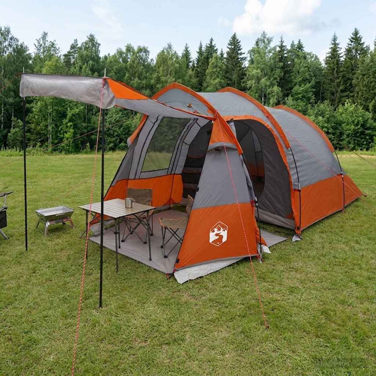 vidaXL Σκηνή τούνελ Γκρι και Πορτοκαλί 390 x 215 x 152 εκ.