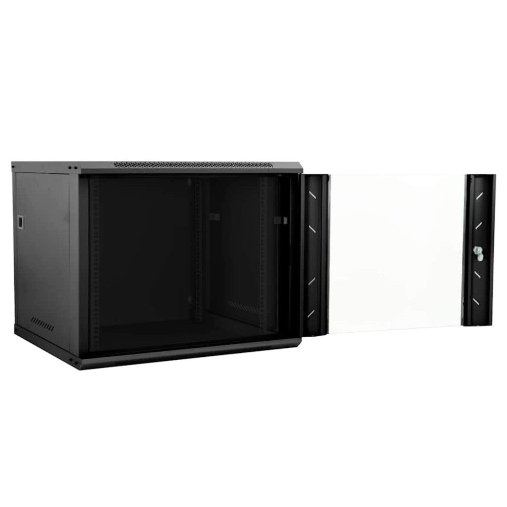 vidaXL Ντουλάπα δικτύου με αποθήκευση Μαύρο 60 x 60 x 50 εκ Ατσάλι