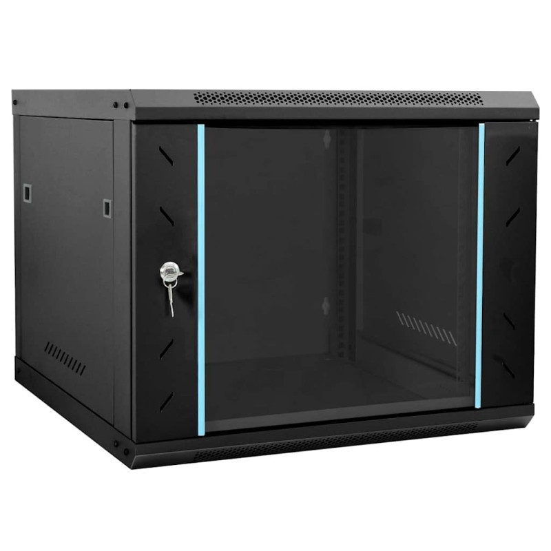 vidaXL Ντουλάπα δικτύου με αποθήκευση Μαύρο 60 x 60 x 50 εκ Ατσάλι