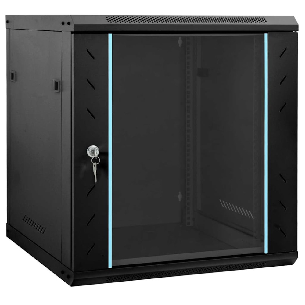vidaXL Ντουλάπα δικτύου με αποθήκευση Μαύρο 60 x 45 x 65 εκ Ατσάλι