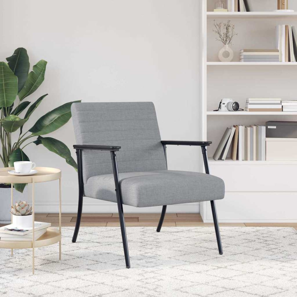 vidaXL Πολυθρόνα Ανοιχτό γκρι 59 x 75 x 78 εκ ύφασμα