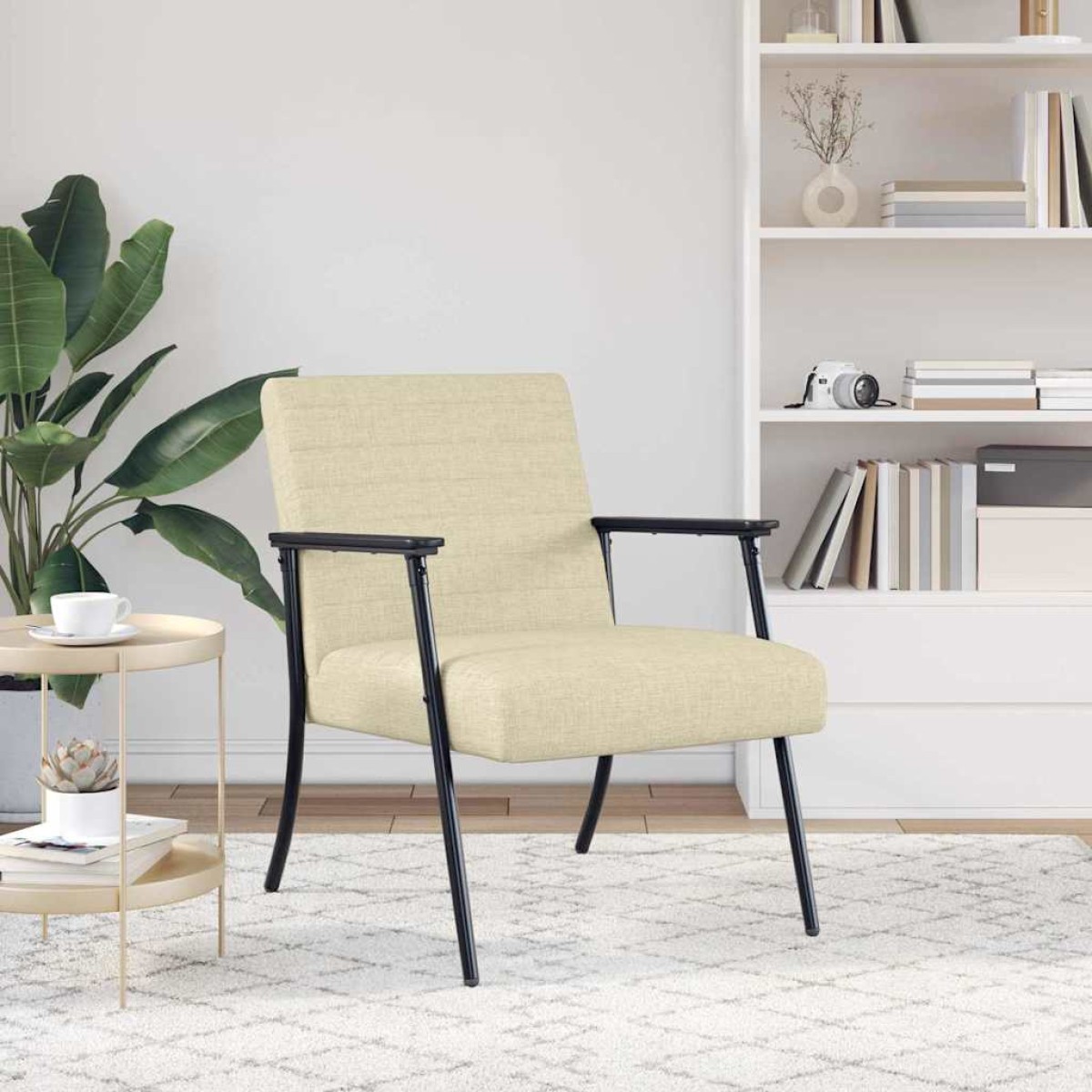 vidaXL Πολυθρόνα Κρεμ 59 x 75 x 78 εκ ύφασμα