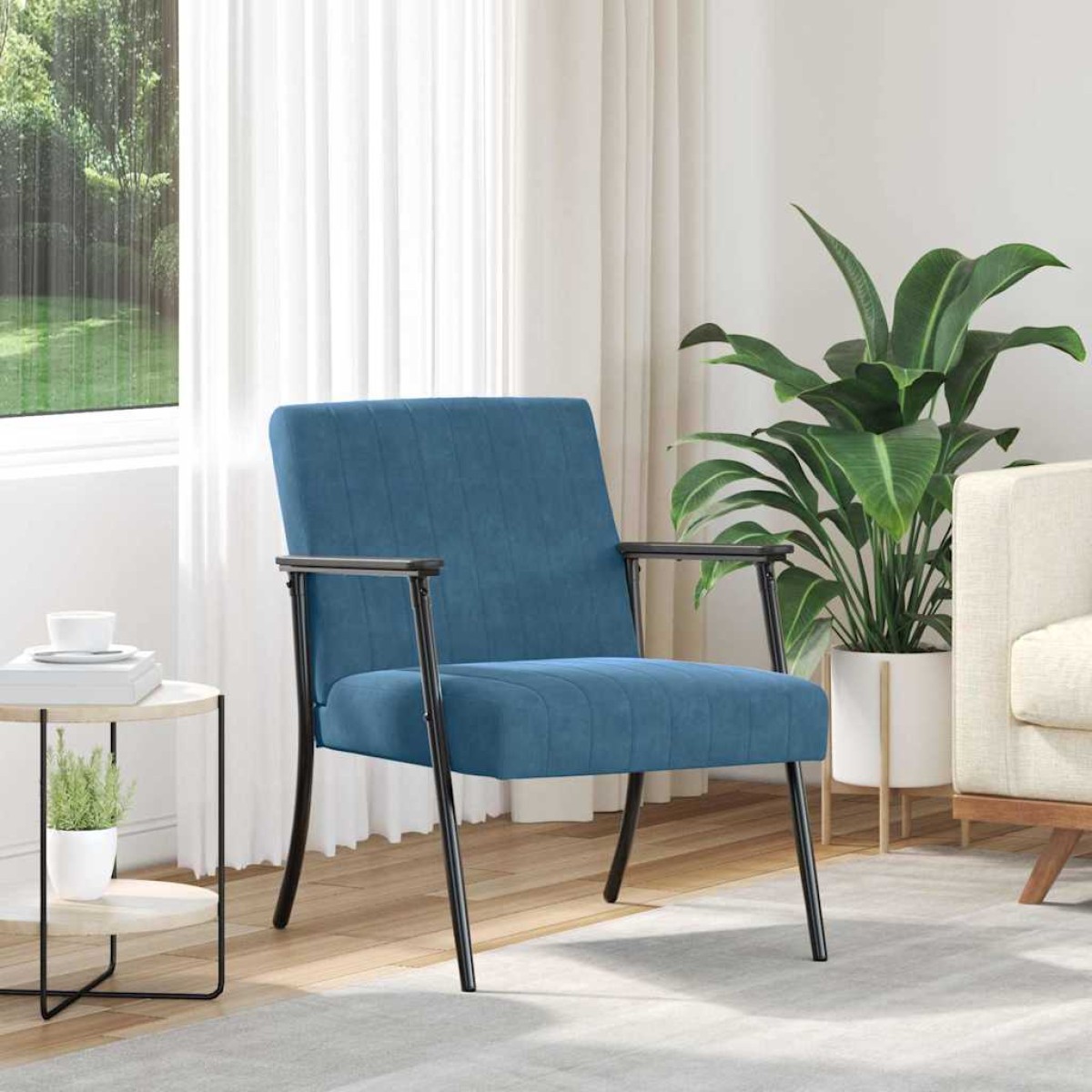 vidaXL Πολυθρόνα Μπλε 59 x 75 x 78 εκ Βελούδο