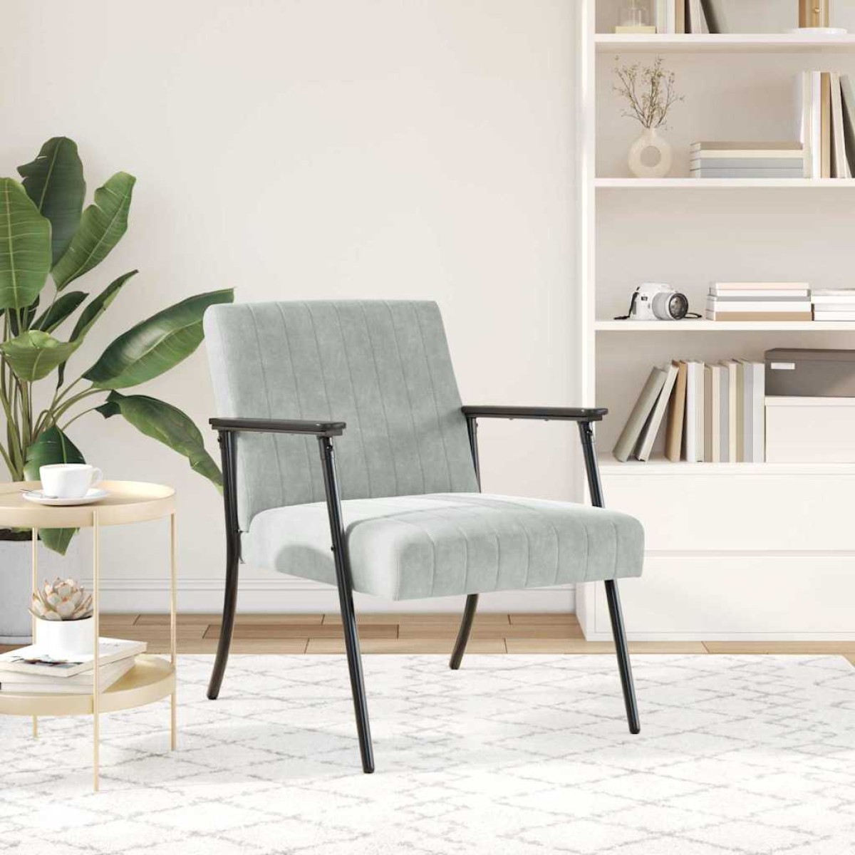 vidaXL Πολυθρόνα Ανοιχτό γκρι 59 x 75 x 78 εκ Βελούδο