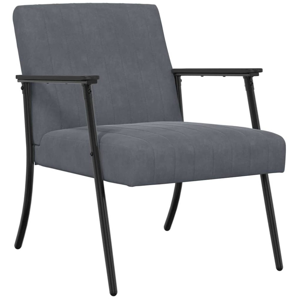 vidaXL Πολυθρόνα Σκούρο Γκρι 59 x 75 x 78 εκ Βελούδο