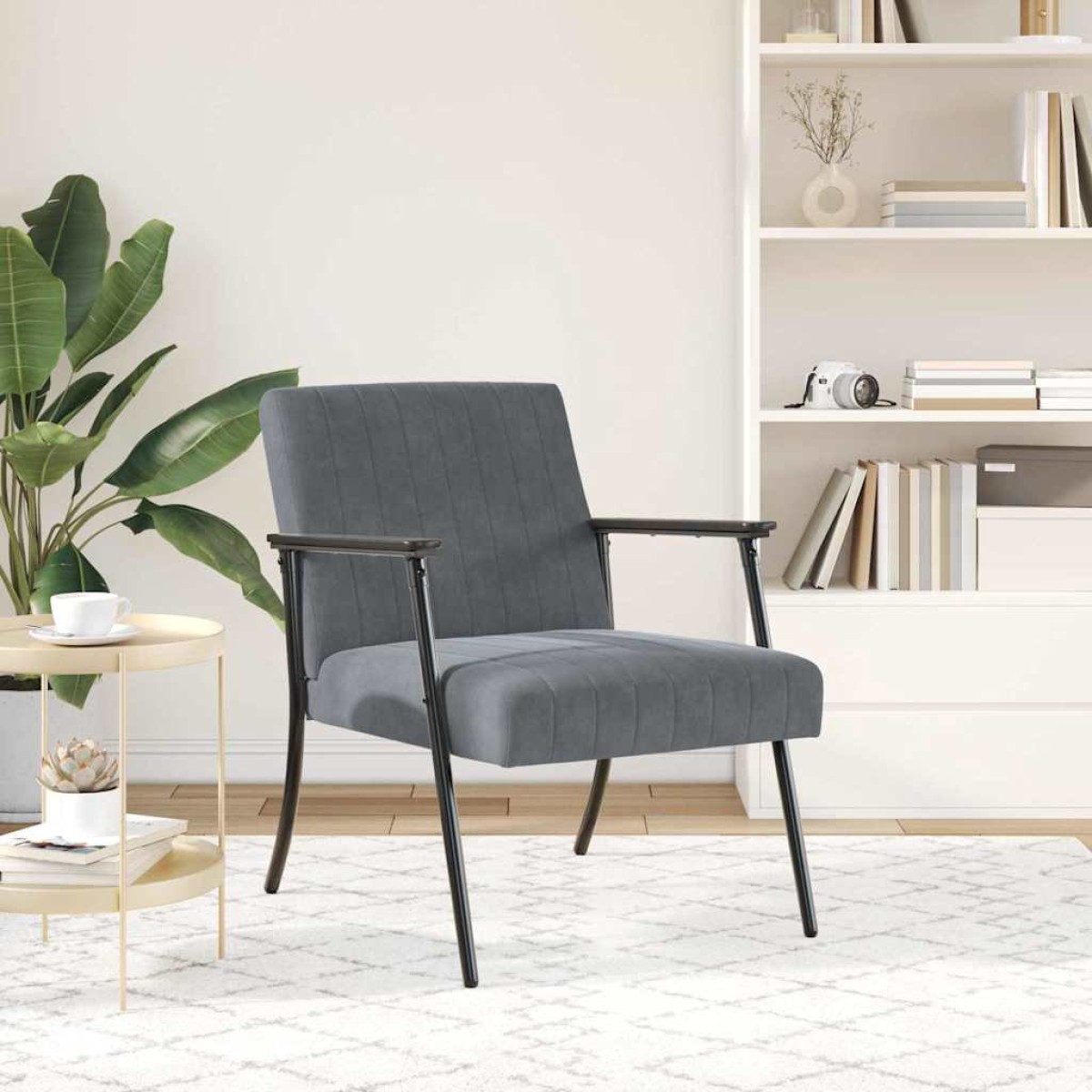 vidaXL Πολυθρόνα Σκούρο Γκρι 59 x 75 x 78 εκ Βελούδο