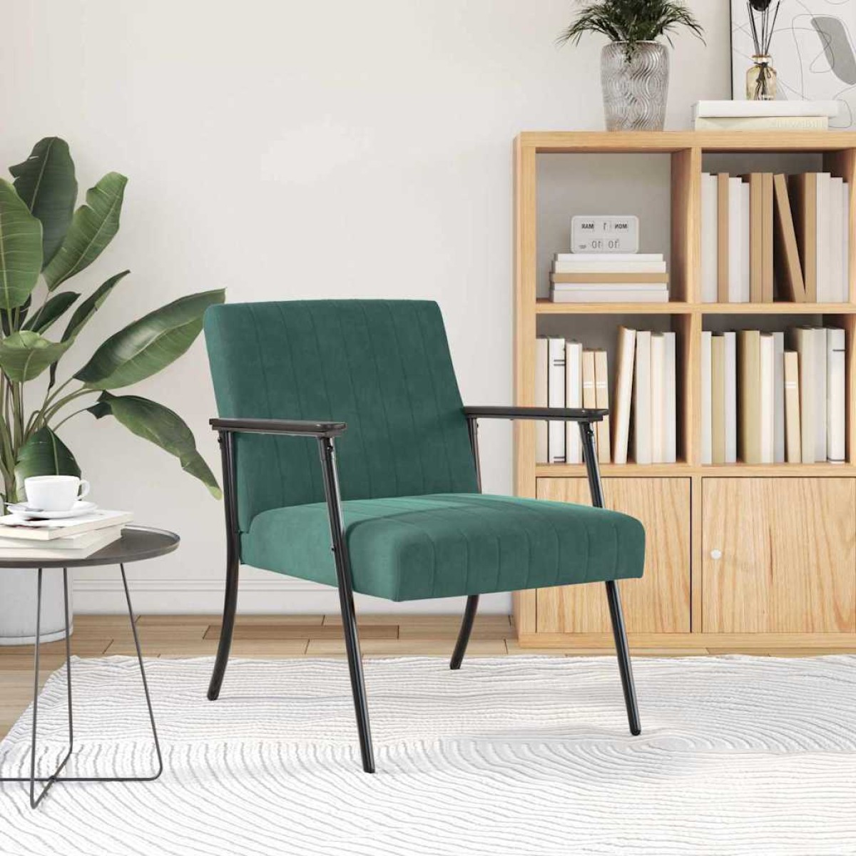 vidaXL Πολυθρόνα Σκούρο Πράσινο 59 x 75 x 78 εκ Βελούδο