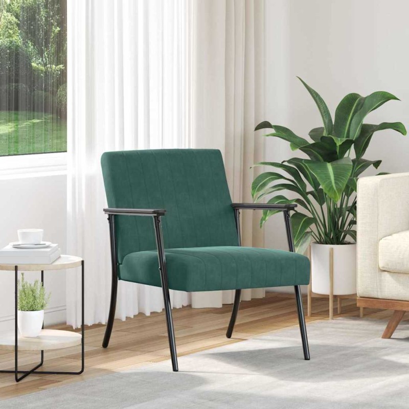 vidaXL Πολυθρόνα Σκούρο Πράσινο 59 x 75 x 78 εκ Βελούδο