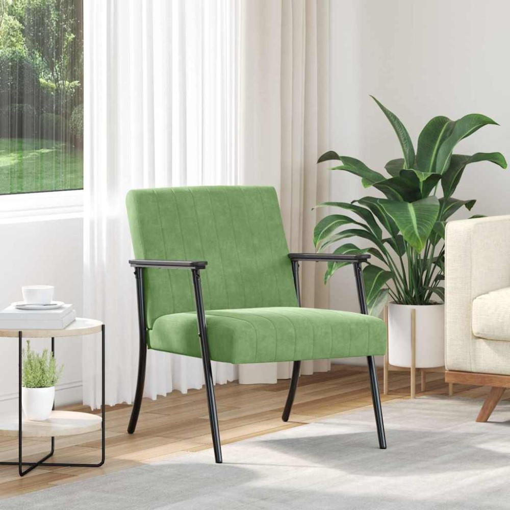 vidaXL Πολυθρόνα Ανοιχτό Πράσινο 59 x 75 x 78 εκ Βελούδο