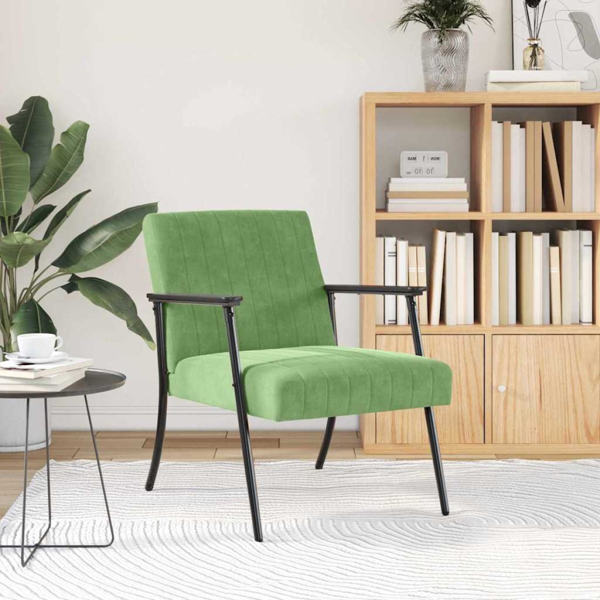 vidaXL Πολυθρόνα Ανοιχτό Πράσινο 59 x 75 x 78 εκ Βελούδο